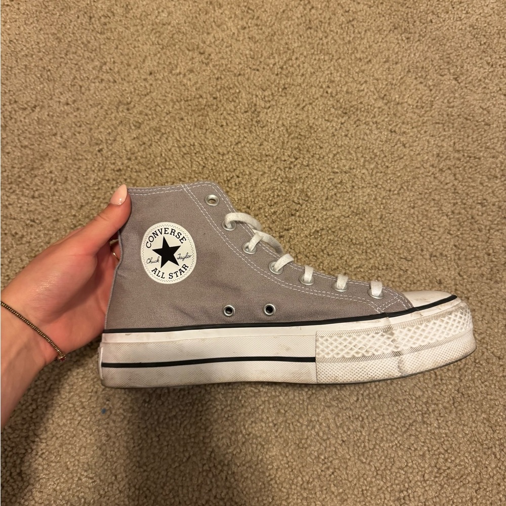 Converse Gray Platform High-Top Sneakers